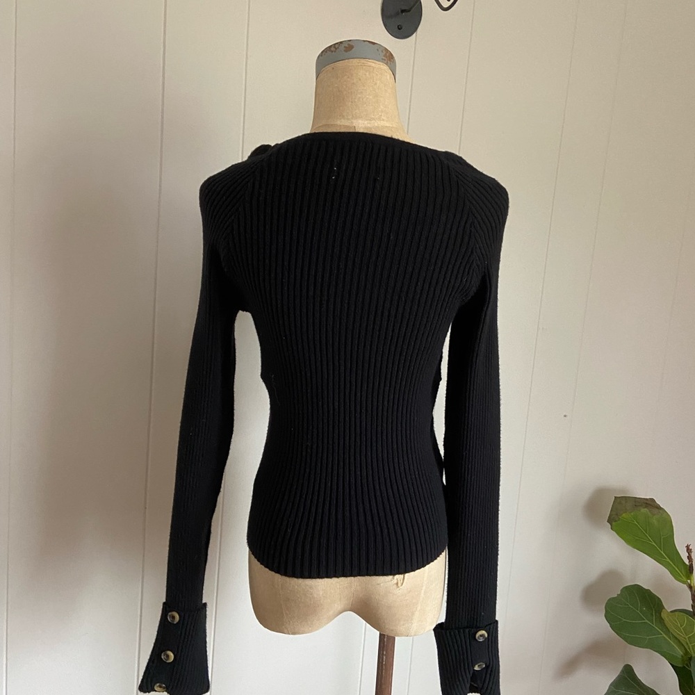 Anthropologie Black Wrap Top - Picture 6 of 7